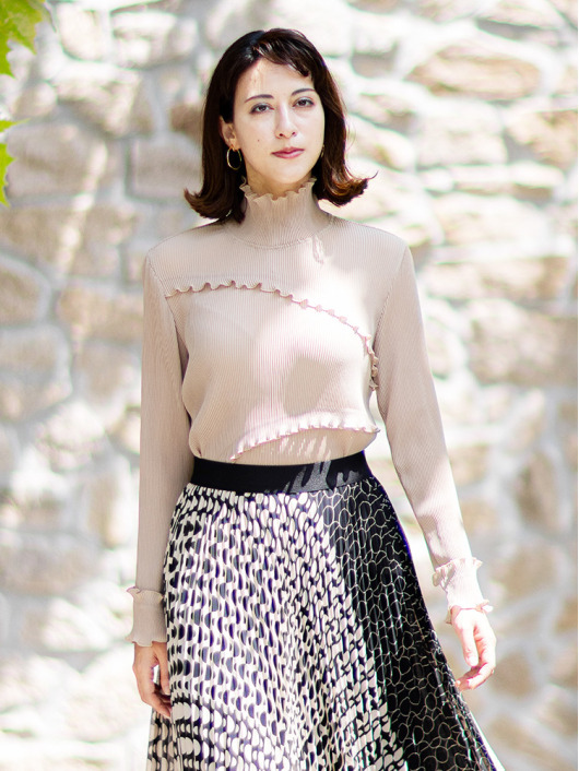 メロークリスタルシフォン ハイネックプルオーバー / 長袖【L・2L・3L】23号まで対応