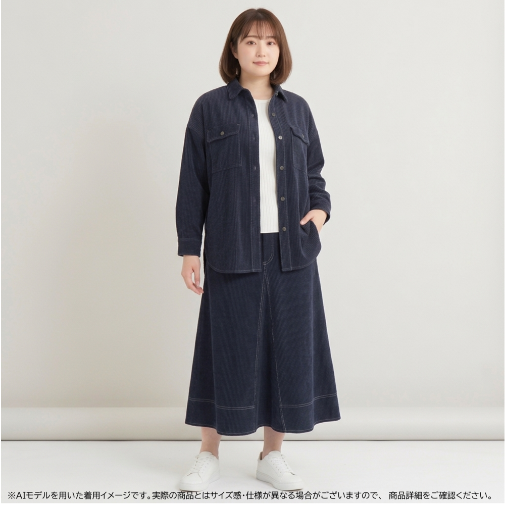 シャトル デニムライクステッチローライズスカート / セットアップ対応【L・2L・3L・4L・5L】31号まで対応