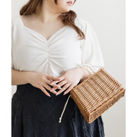 CLETTEオリジナル★シャーリングハートネック半袖ニット