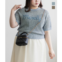 ロゴコード刺繍メッシュニット