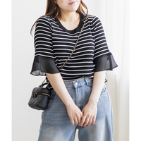 CLETTEオリジナル★袖シフォンクルーネックニット
