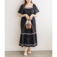 CLETTEオリジナル★配色テープティアードワンピース