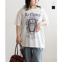 後レースアッププリントTシャツ