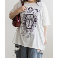 後レースアッププリントTシャツ