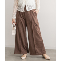 ポケットデザインスエードワイドパンツ