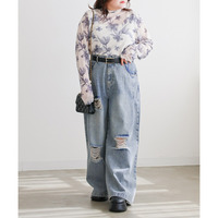 ぼかし花柄シアートップス