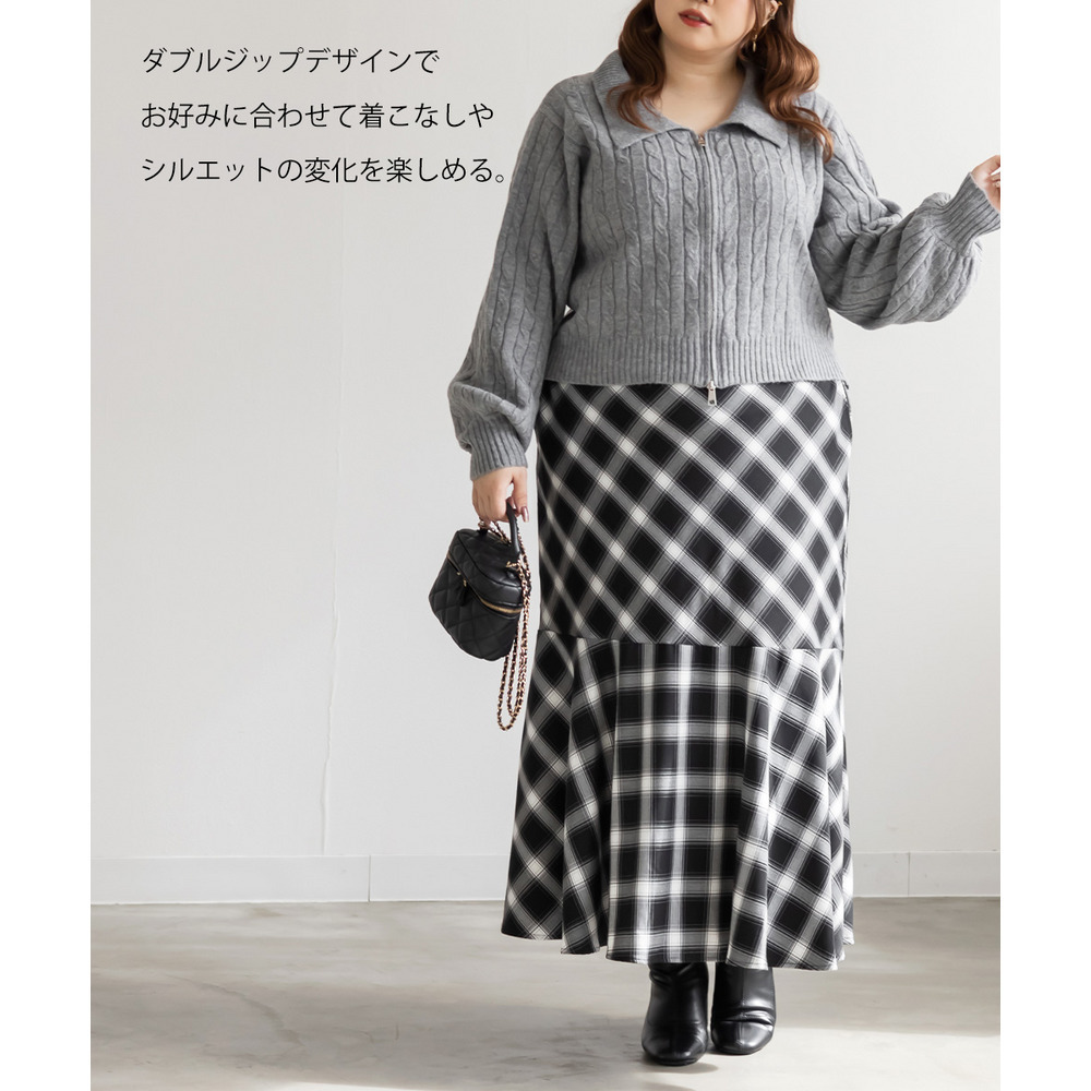 CLETTEオリジナルケーブル編み襟付きジップニット4