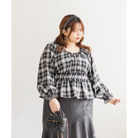 CLETTEオリジナル2WAYチェック柄フリルブラウス