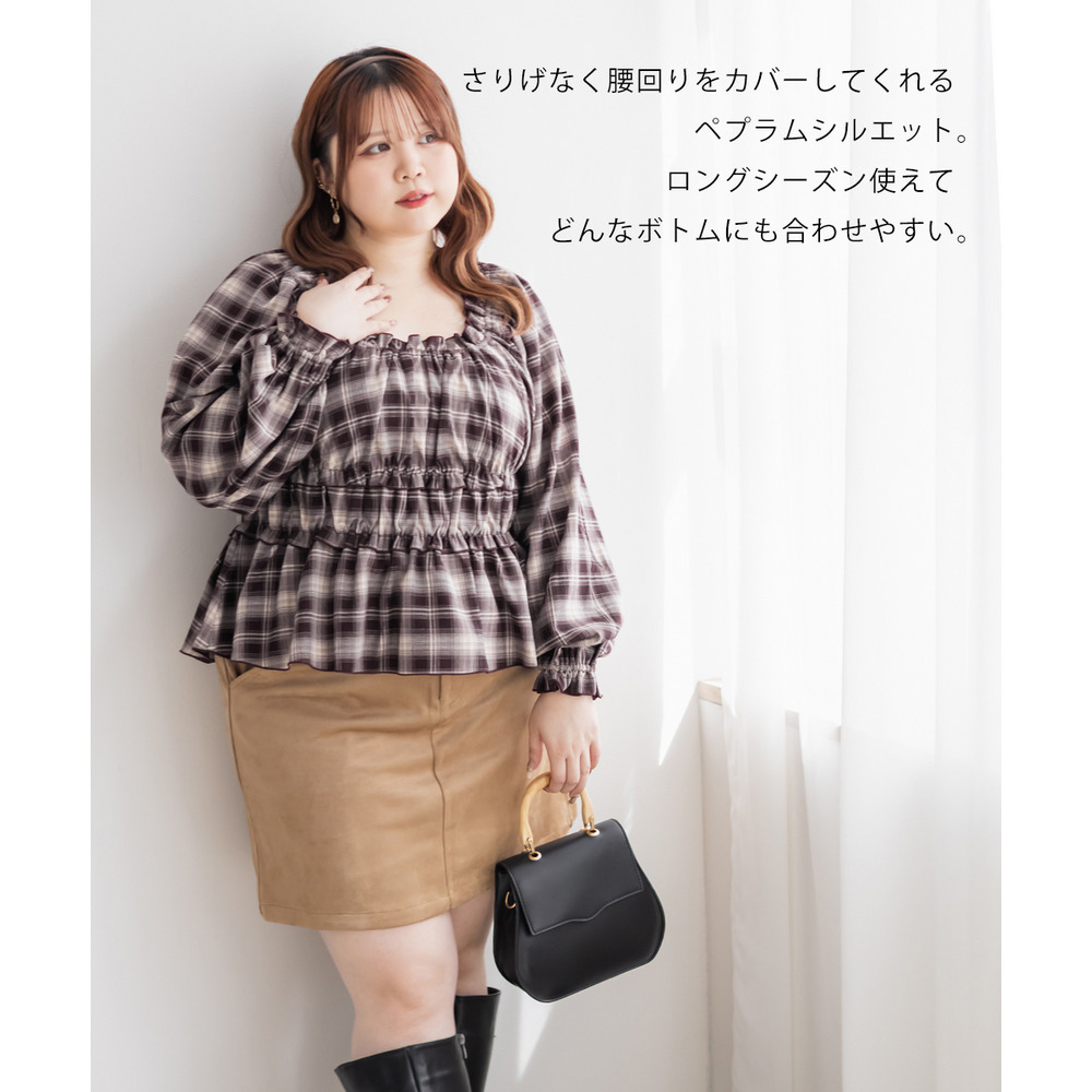 CLETTEオリジナル2WAYチェック柄フリルブラウス2