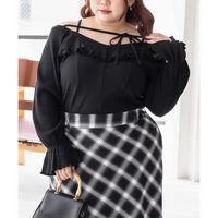 CLETTEオリジナルデコルテリボン2WAYフリルプルオーバー