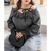 CLETTEオリジナルデコルテリボン2WAYフリルプルオーバー