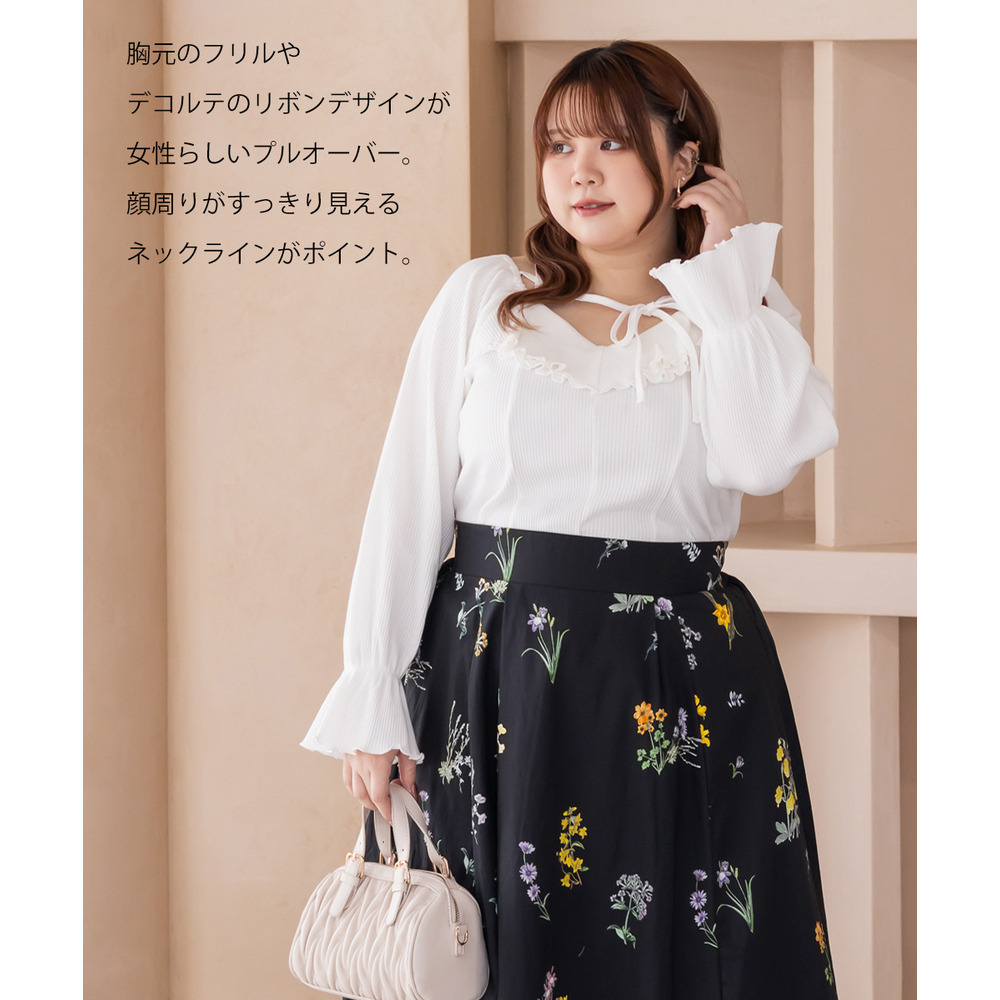 CLETTEオリジナルデコルテリボン2WAYフリルプルオーバー3