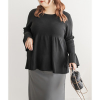 ペプラムフレアリブニット