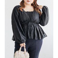 CLETTEオリジナルギャザーデザイン長袖レースブラウス