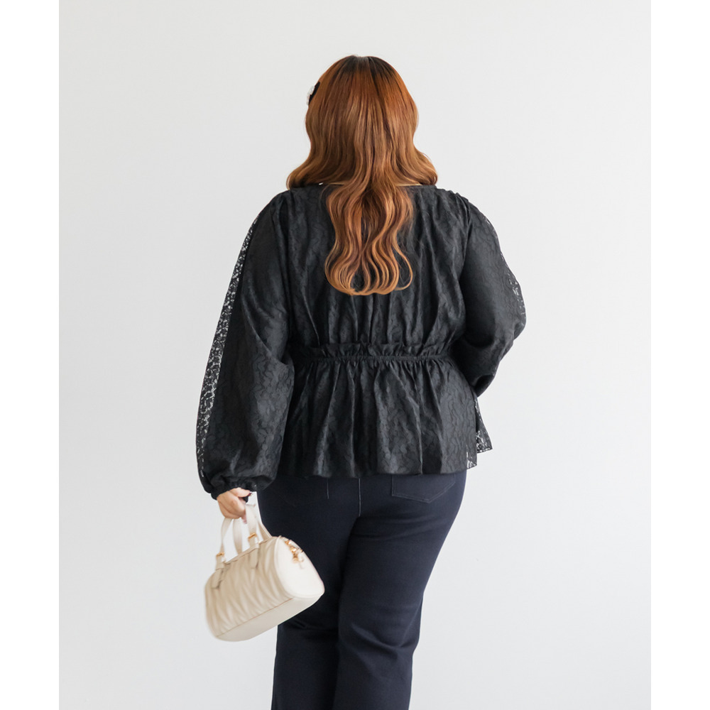 CLETTEオリジナルギャザーデザイン長袖レースブラウス11