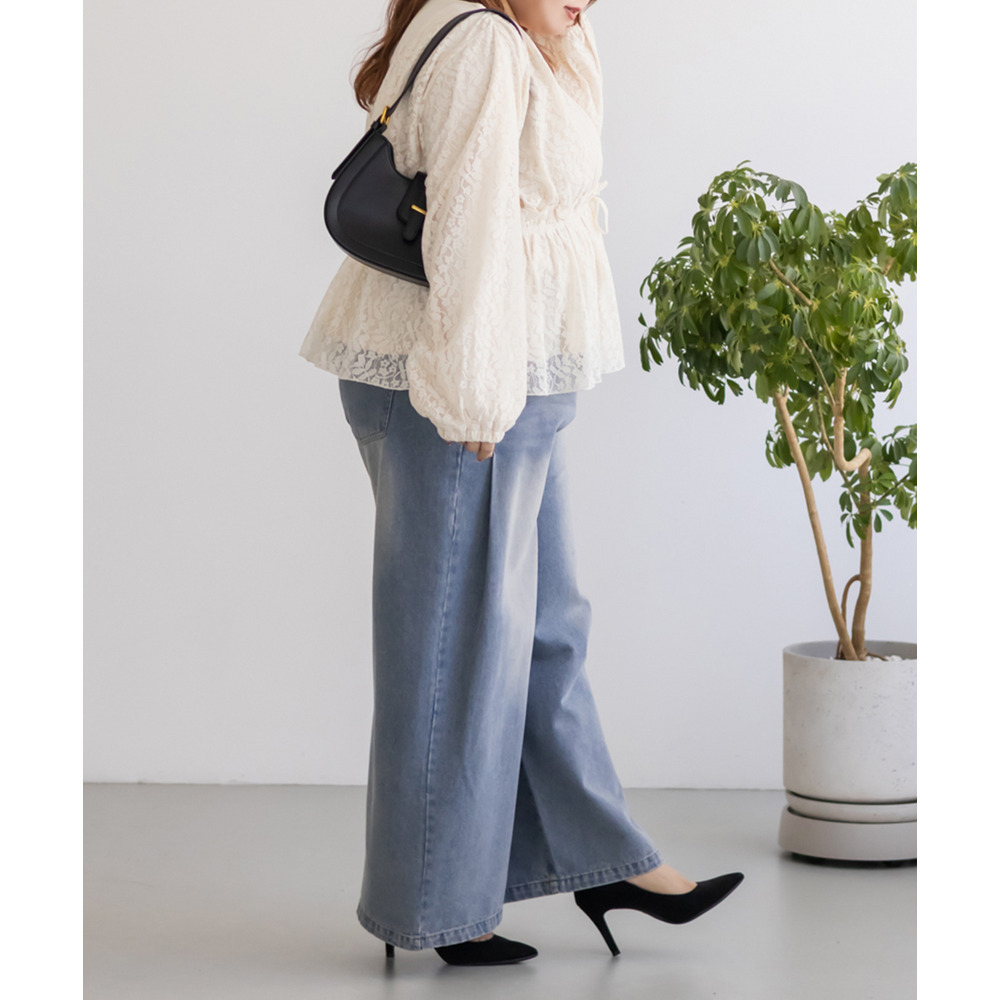 CLETTEオリジナルギャザーデザイン長袖レースブラウス5