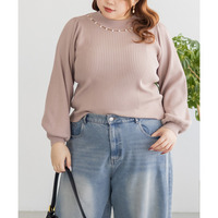 CLETTEオリジナルパールネック長袖リブニット