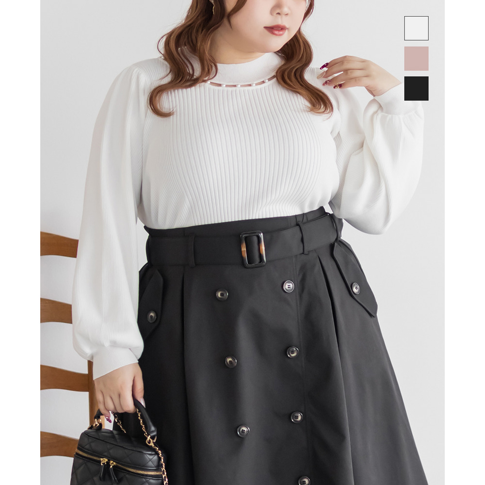 CLETTEオリジナルパールネック長袖リブニット1