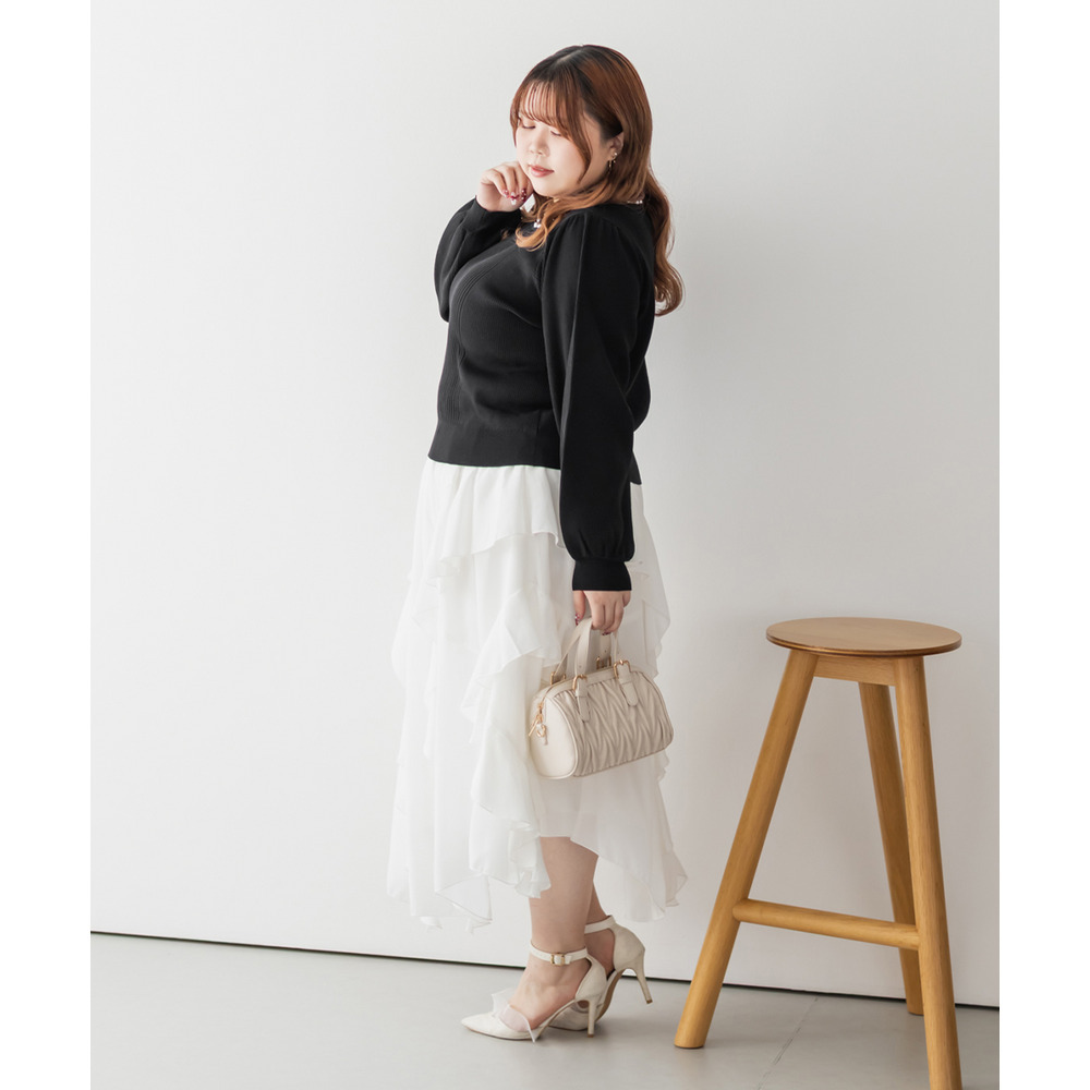 CLETTEオリジナルパールネック長袖リブニット10