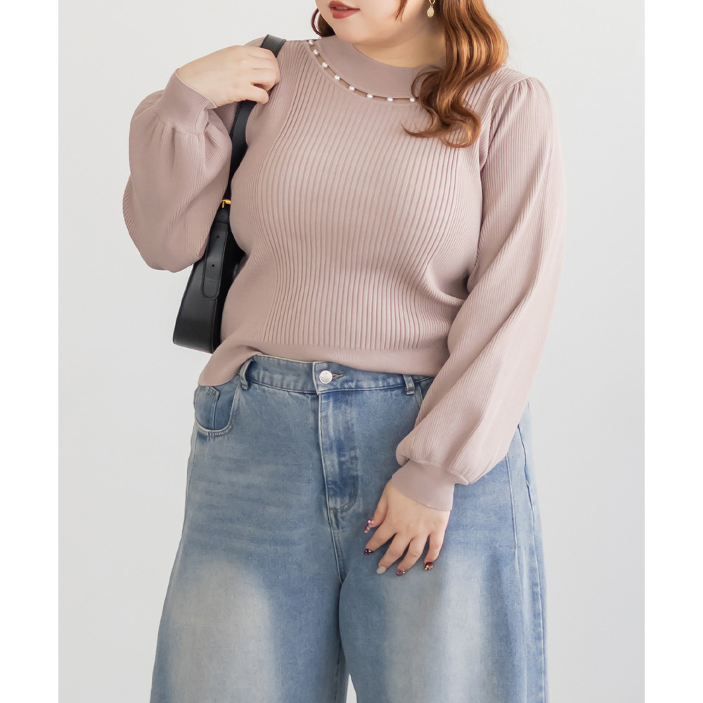 CLETTEオリジナルパールネック長袖リブニット12