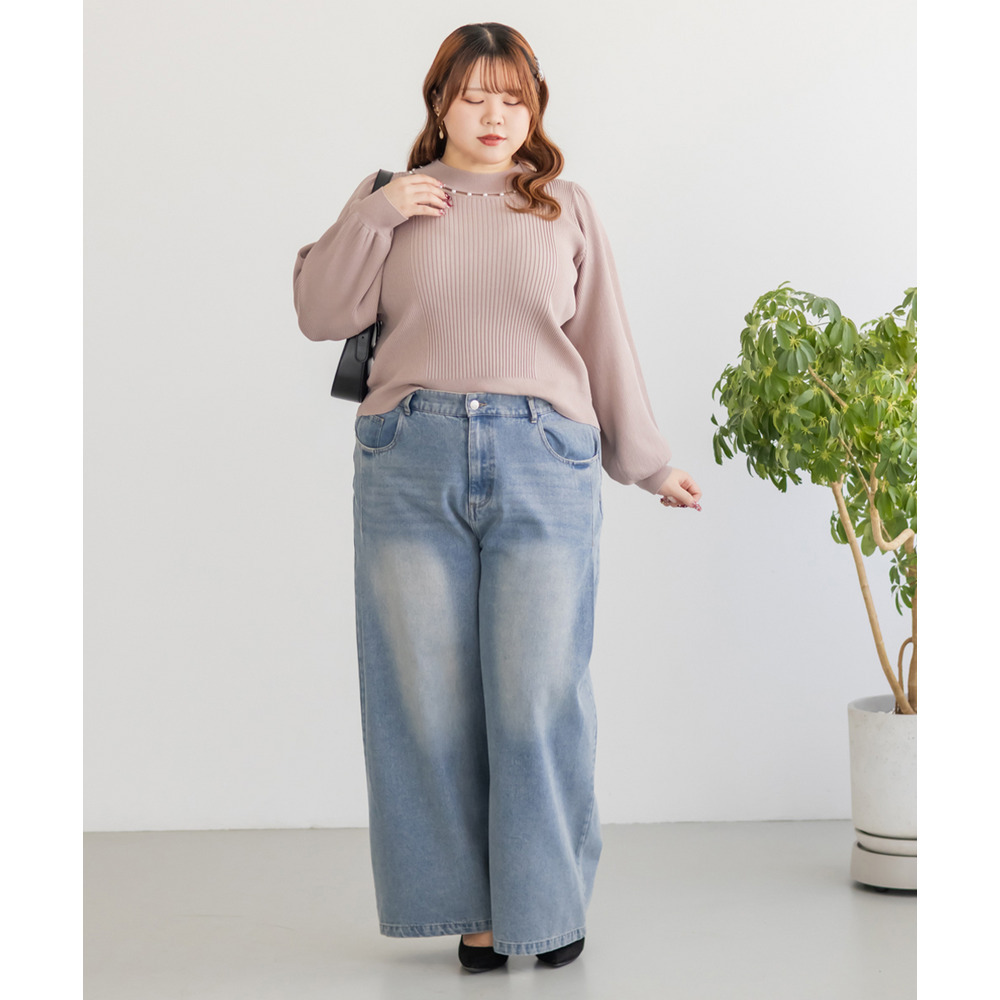 CLETTEオリジナルパールネック長袖リブニット13