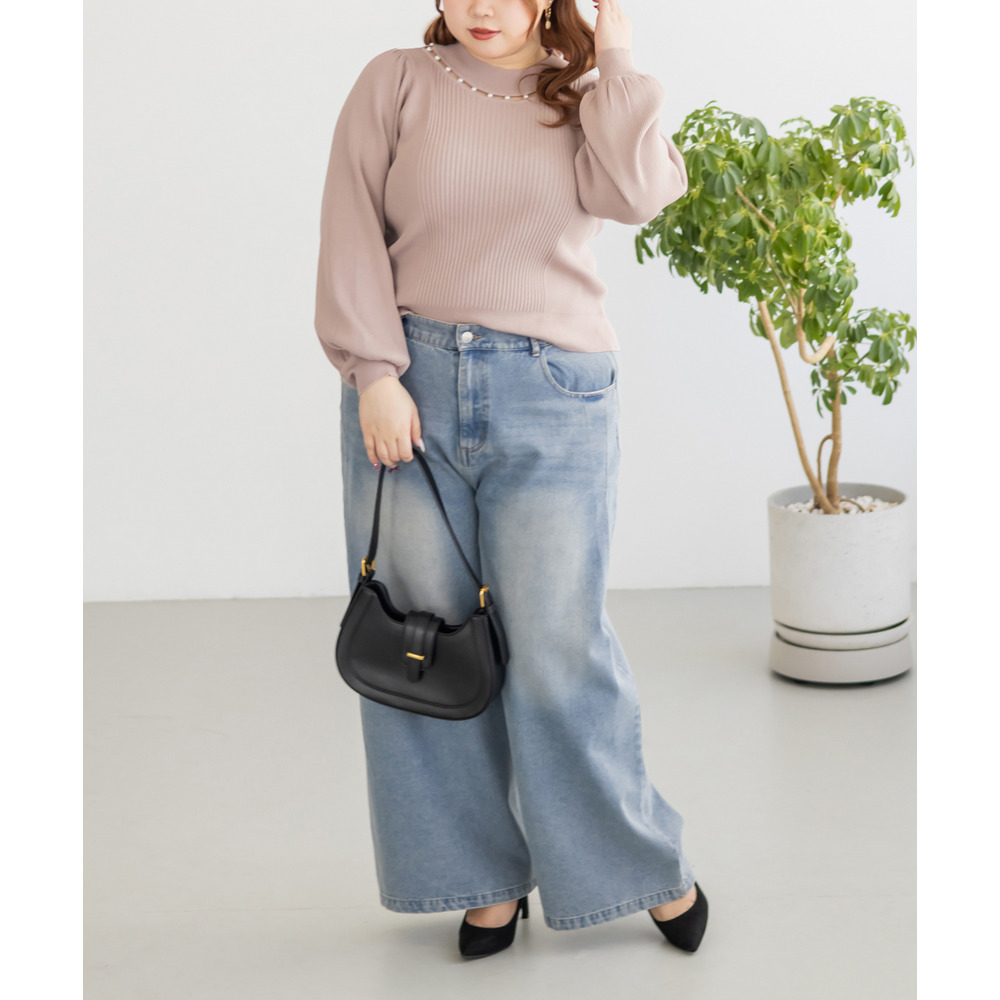 CLETTEオリジナルパールネック長袖リブニット14