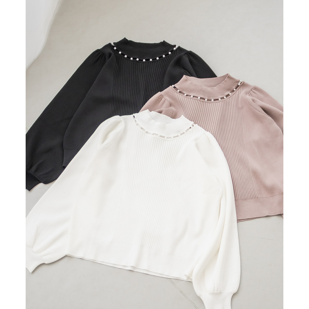 CLETTEオリジナルパールネック長袖リブニット6