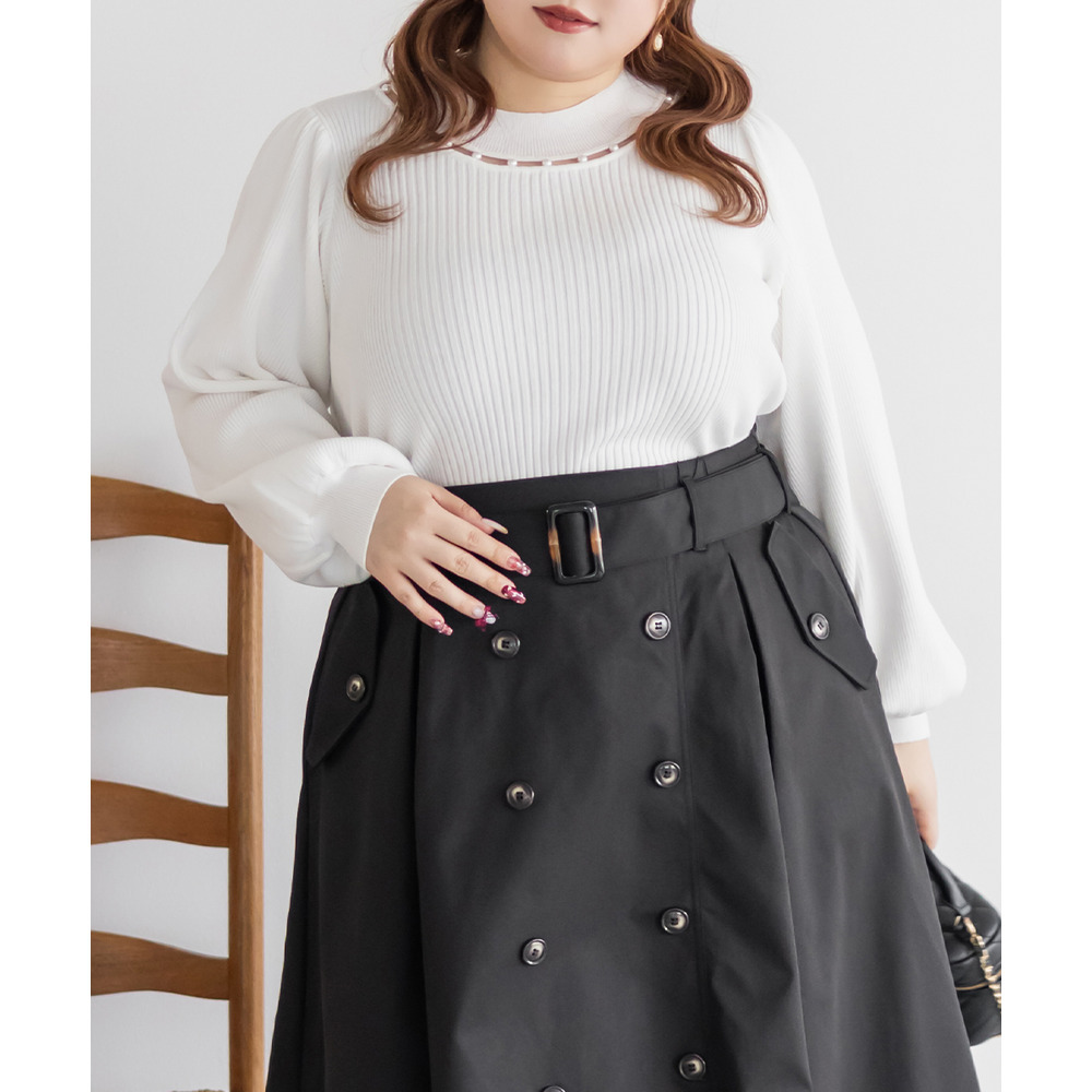 CLETTEオリジナルパールネック長袖リブニット1