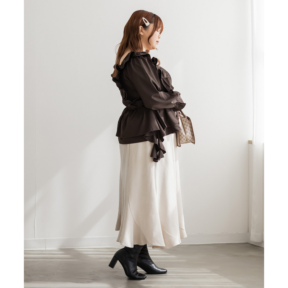 肩フリルシャーリングブラウス7