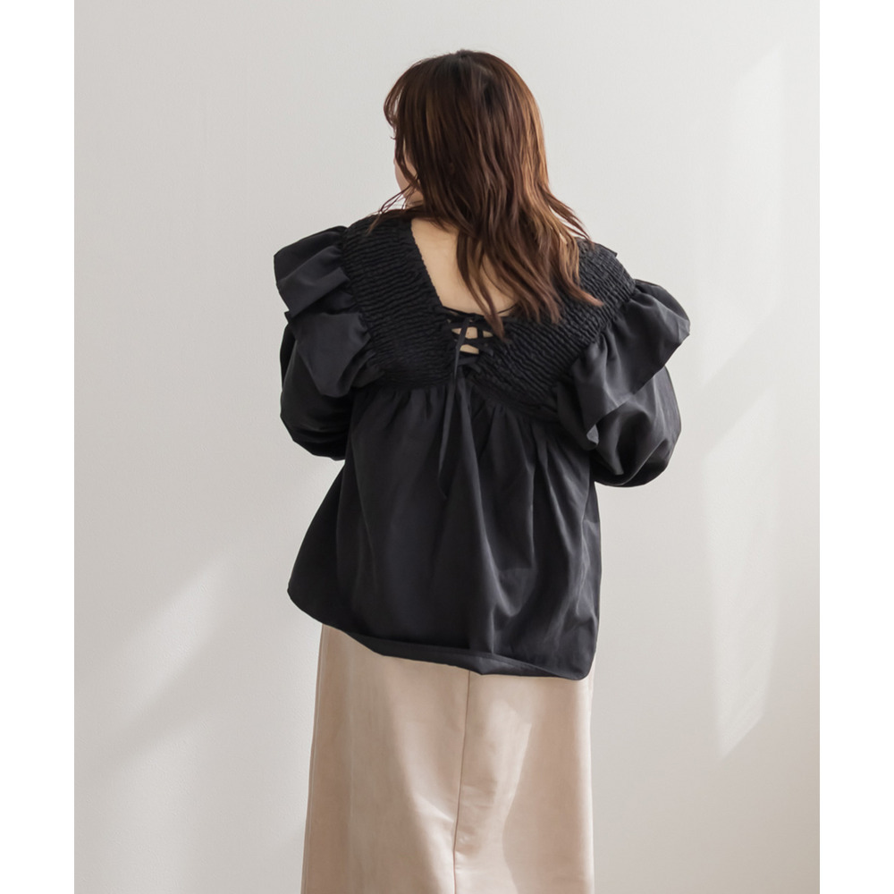 2WAYシャーリングフレアブラウス3