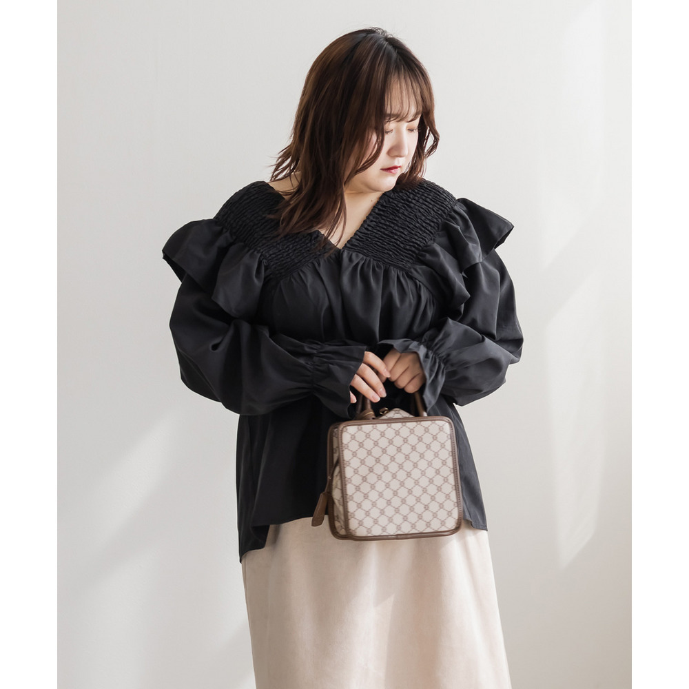 2WAYシャーリングフレアブラウス5