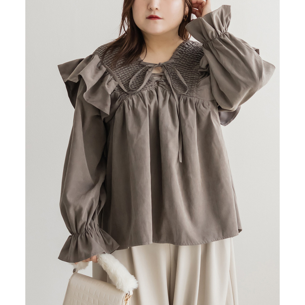 2WAYシャーリングフレアブラウス1