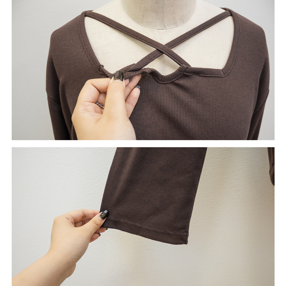 クロスネックリブプルオーバー9