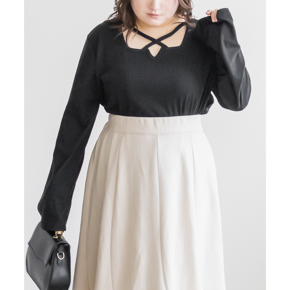 クロスネックリブプルオーバー1