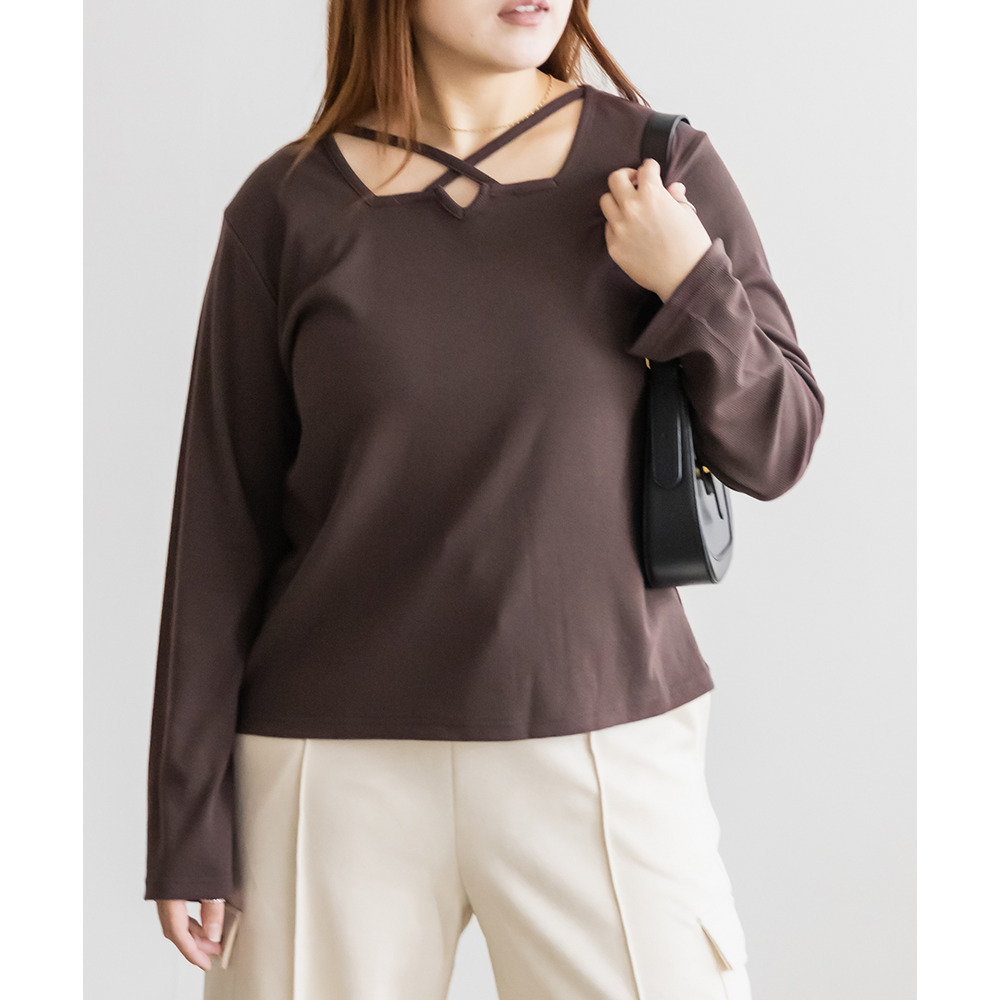 クロスネックリブプルオーバー1