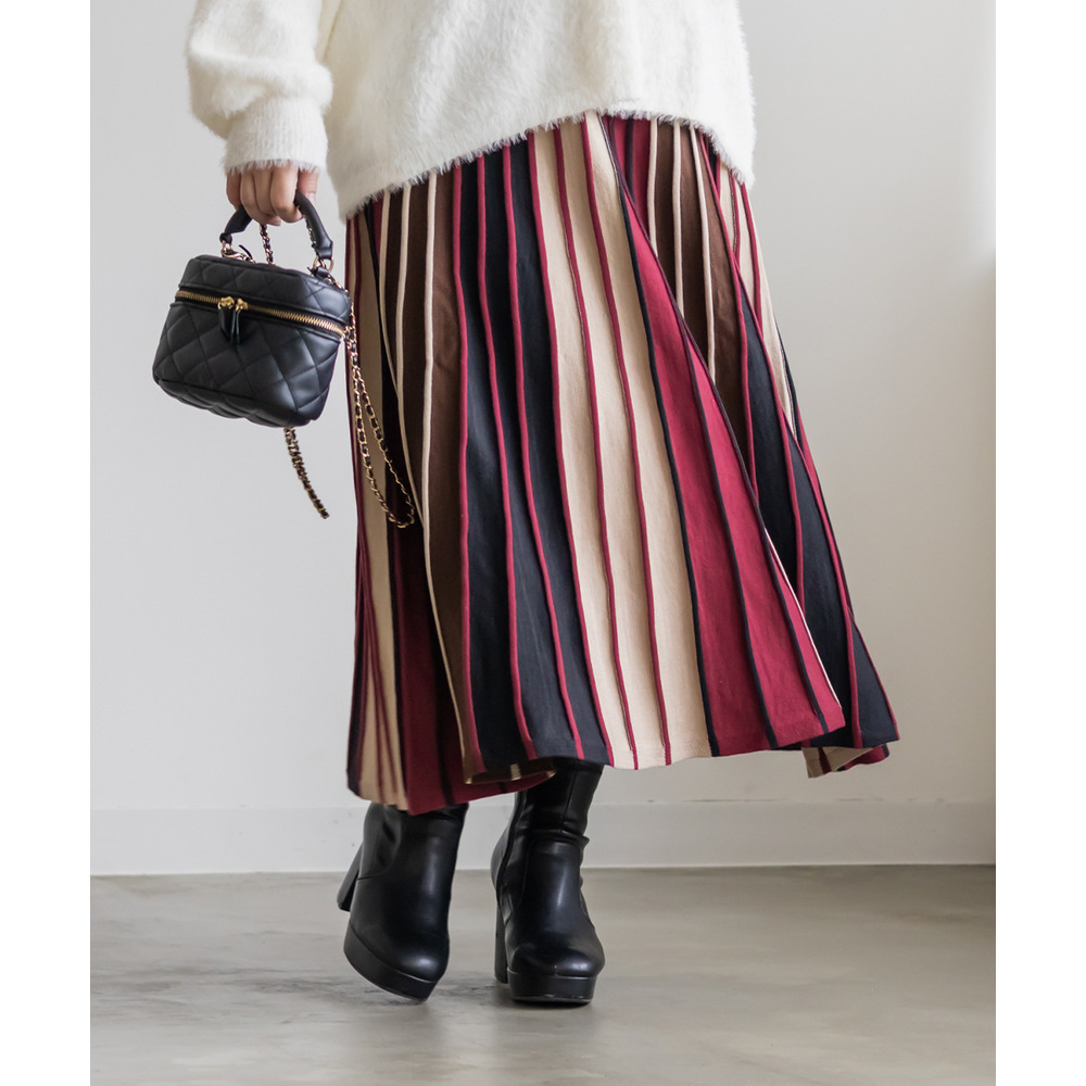 マルチカラーニットスカート1