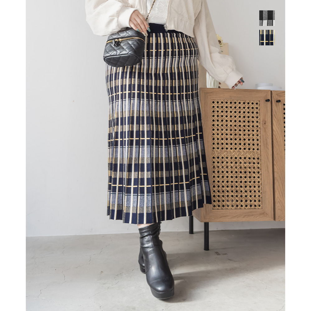 チェックニットスカート1