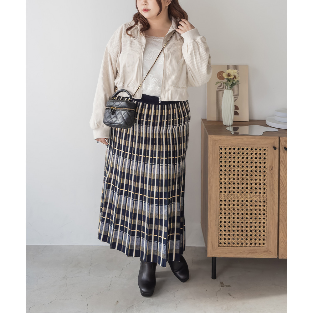 チェックニットスカート2