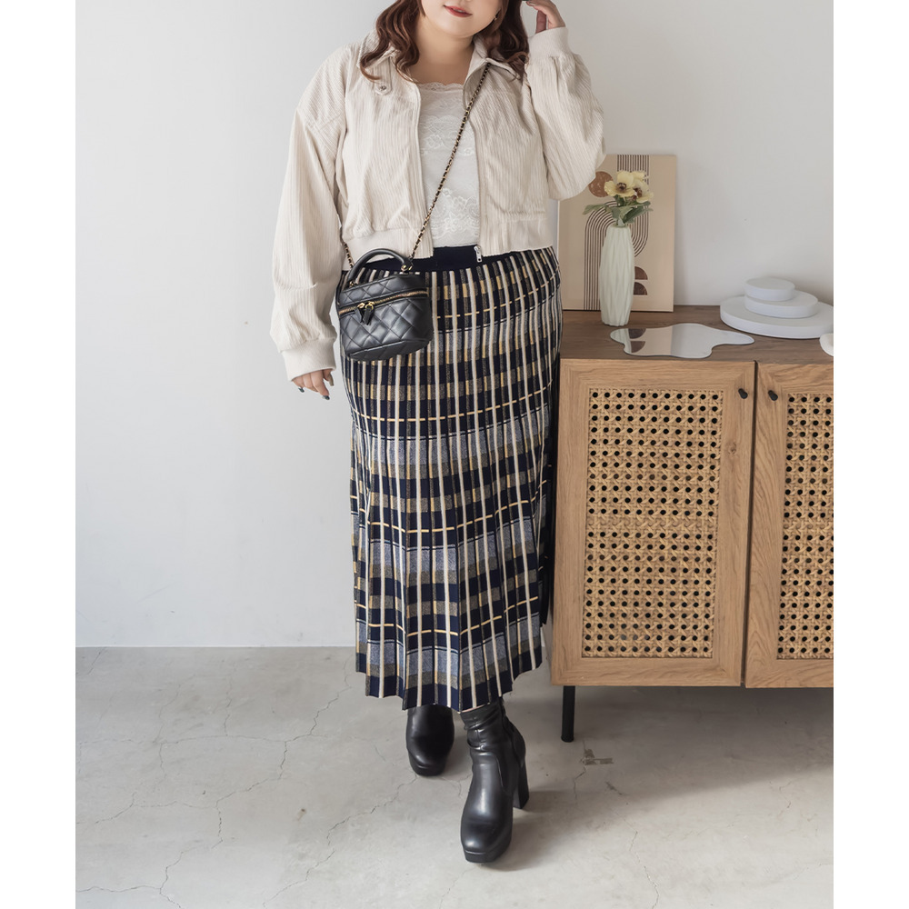 チェックニットスカート3