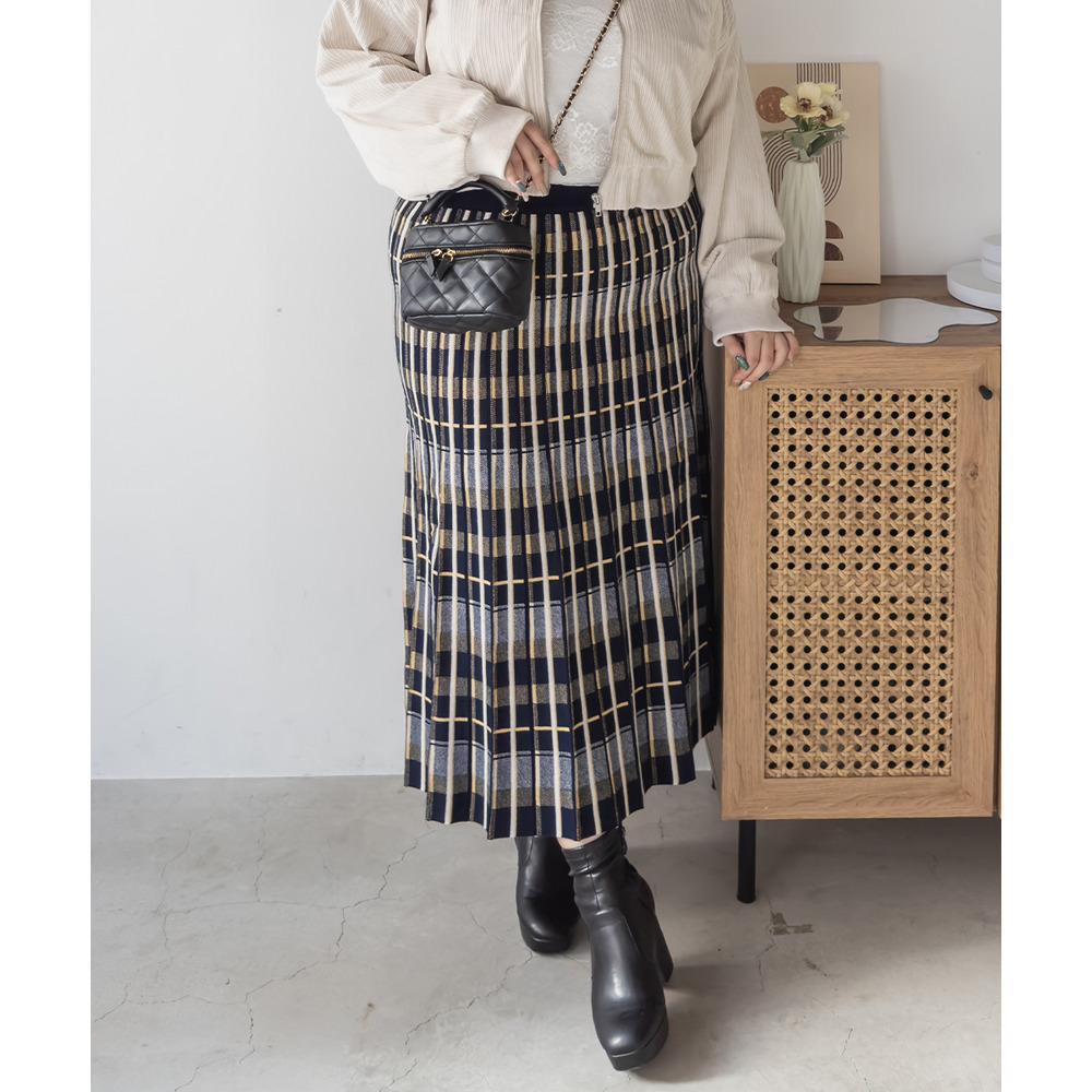 チェックニットスカート4