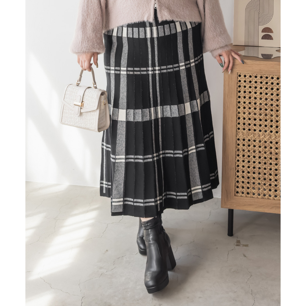 チェックニットスカート1