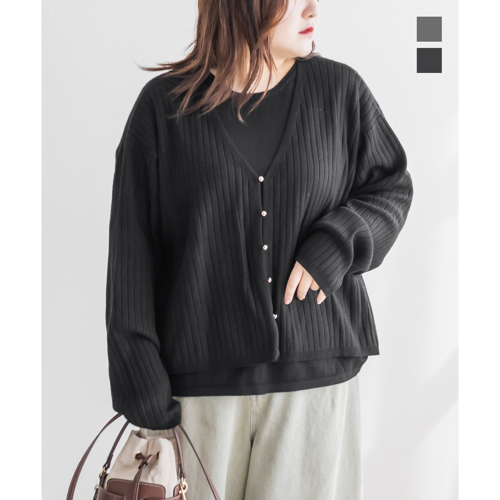 フェイクレイヤードニットプルオーバー1