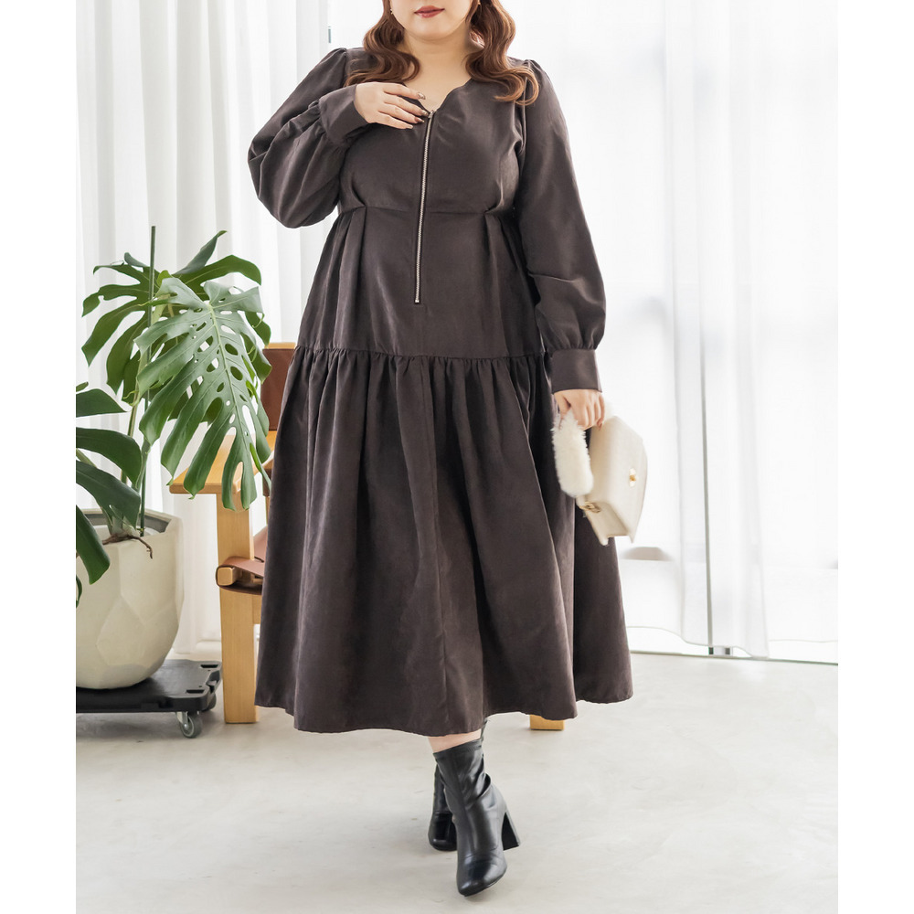 フロントジップティアードワンピース1