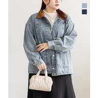 コーデュロイ衿デニムカバーオール