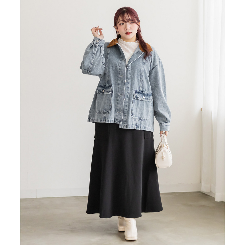 コーデュロイ衿デニムカバーオール2