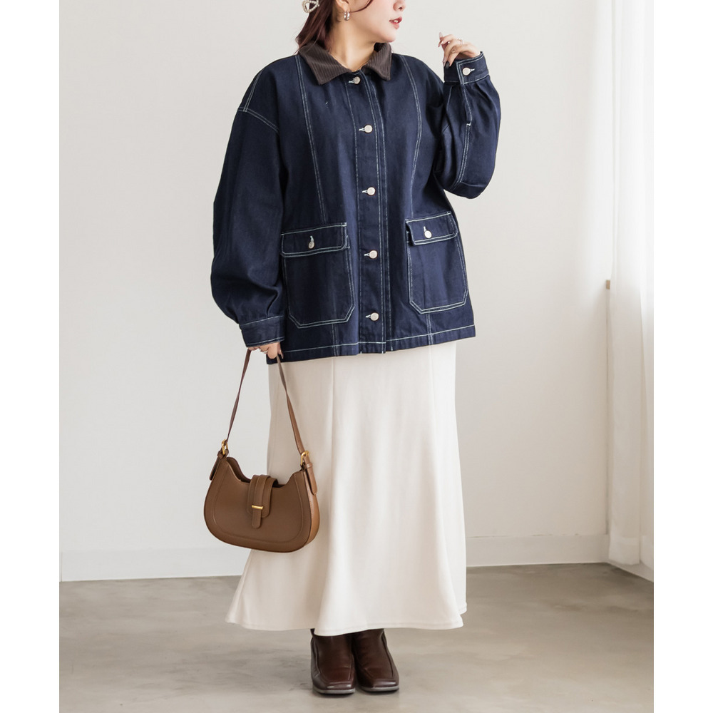 コーデュロイ衿デニムカバーオール5