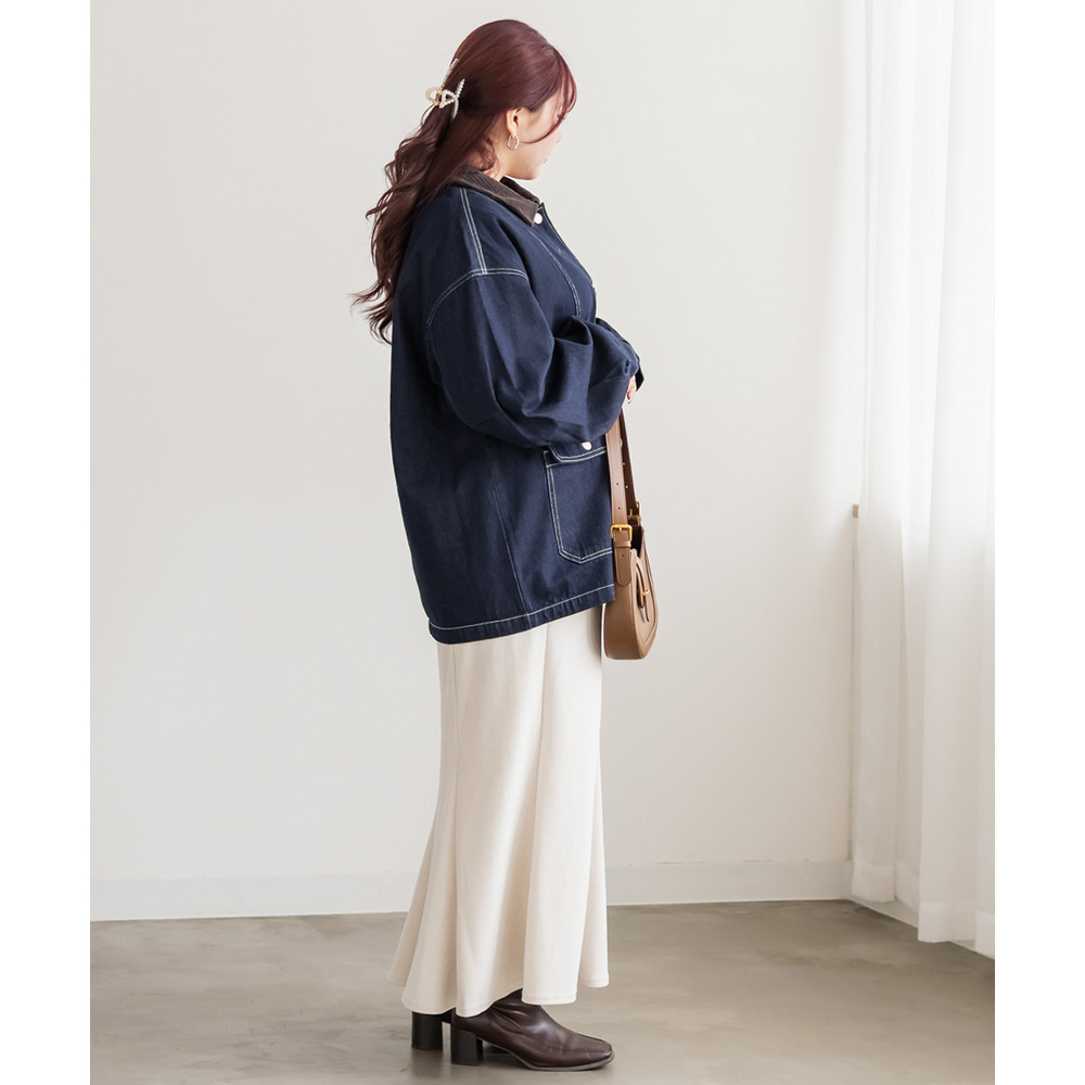 コーデュロイ衿デニムカバーオール6