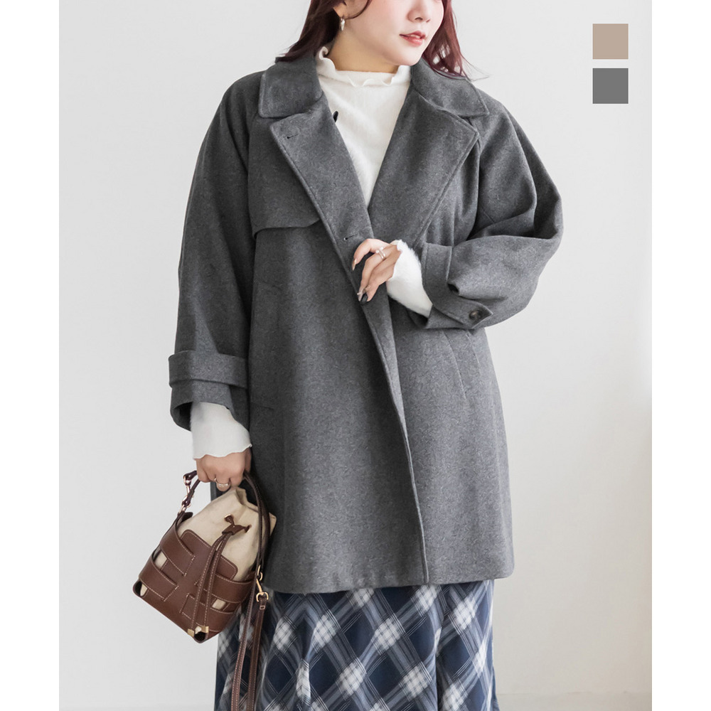 2WAYカラーラグランスリーブフレアコート1