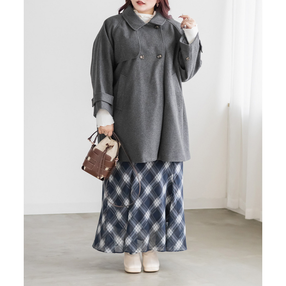 2WAYカラーラグランスリーブフレアコート2