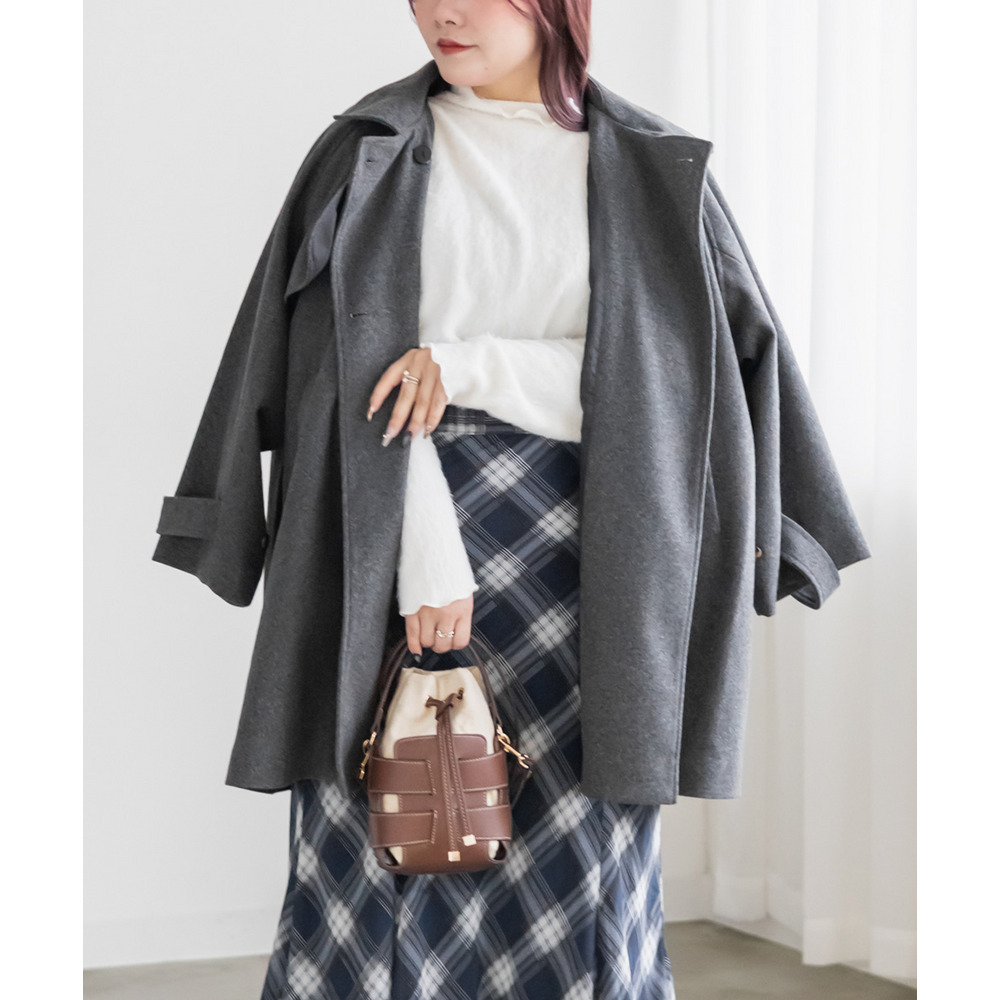 2WAYカラーラグランスリーブフレアコート3